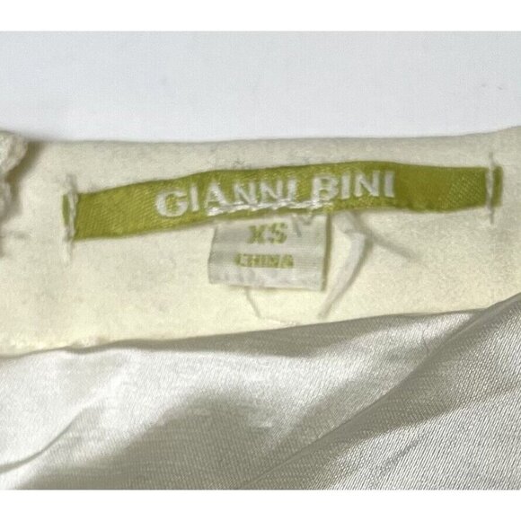 GIANNI BINI Womens XS Ivory Full Tulle Below-Knee SKIRT Gold Check Sequins EUC - Picture 5 of 6